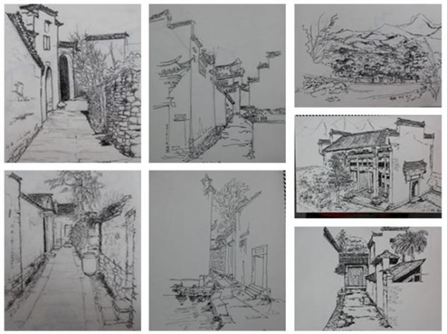 城乡规划专业员工皖南写生作品